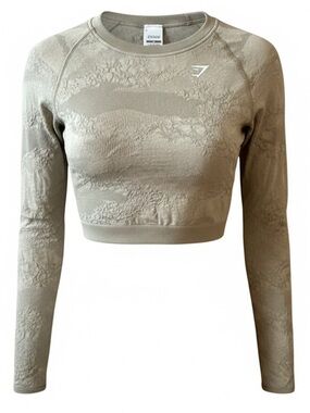 Gymshark Adapt Seamless Technology Long Sleeve Crop Top Textured camouflage EUC